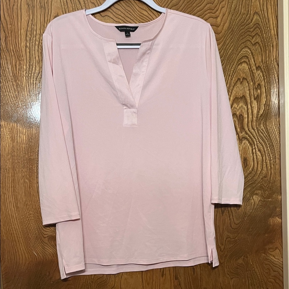 Banana Republic Light Pink Split-Neck Tunic Top